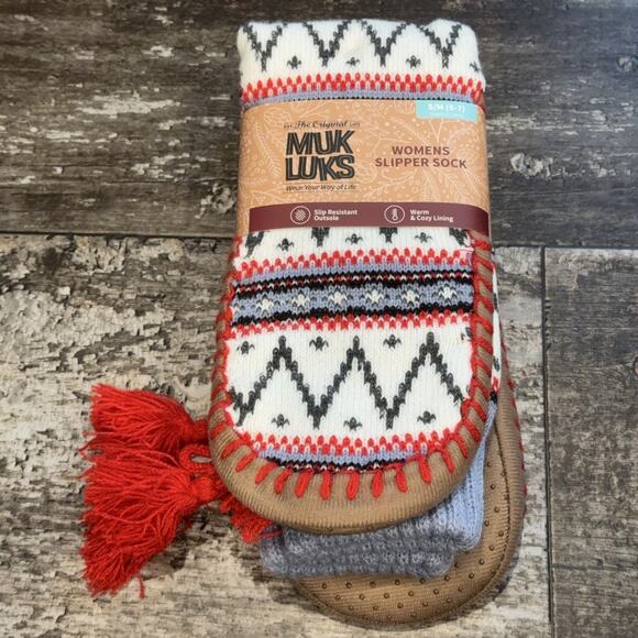Muk Luks Slipper Socks Womens S/M 5-7 Knit Slip Resistant Warm Lined Cozy NWT - Picture 6 of 6